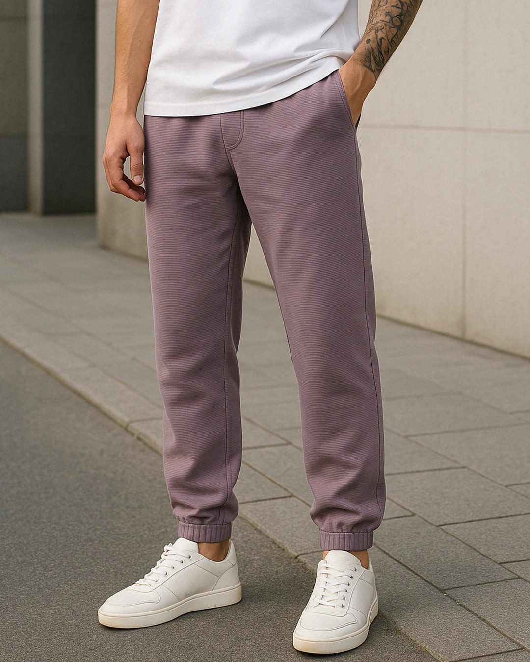 Men's Purple Textured Joggers