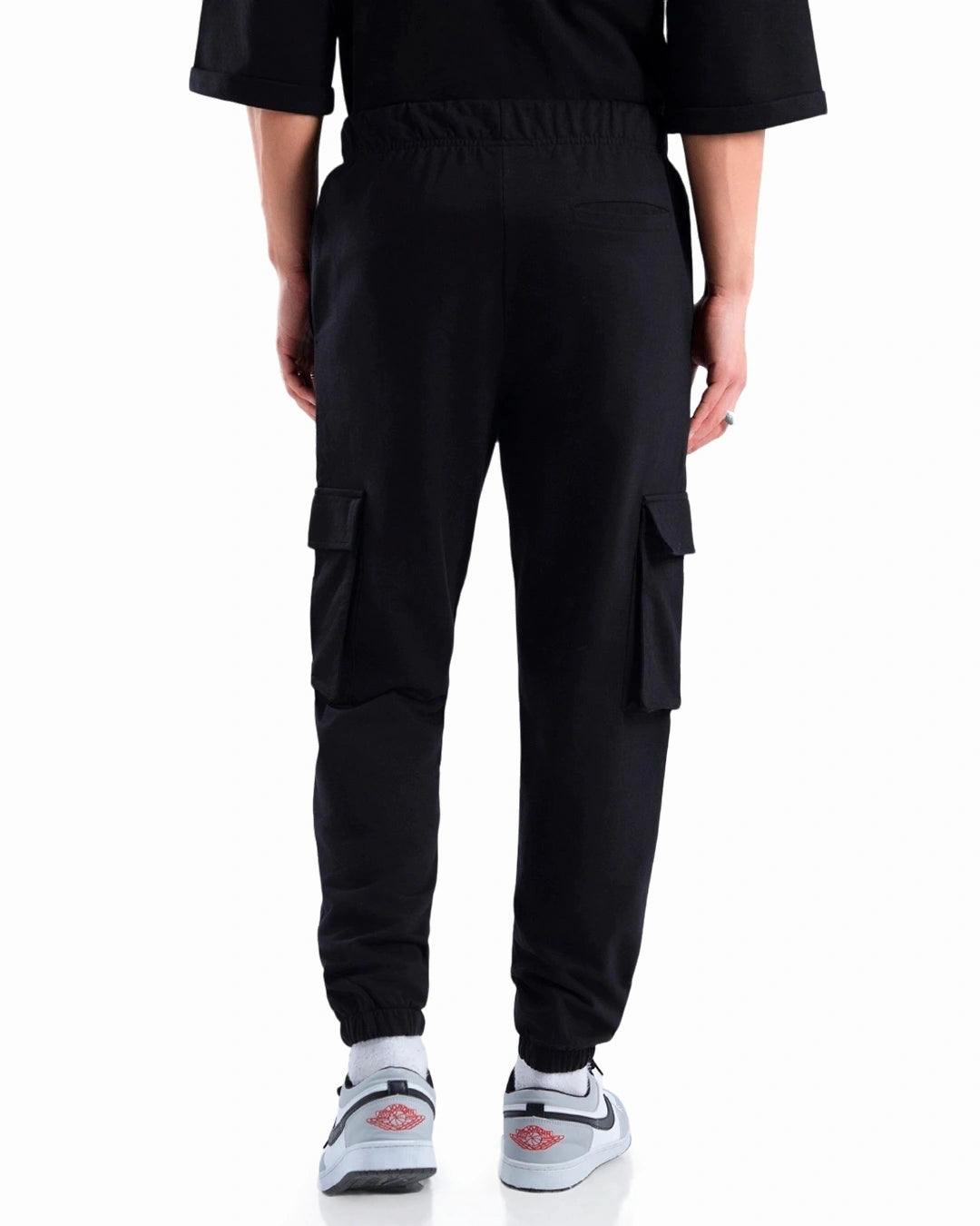 Men's Black Oversized Cargo Warm Joggers