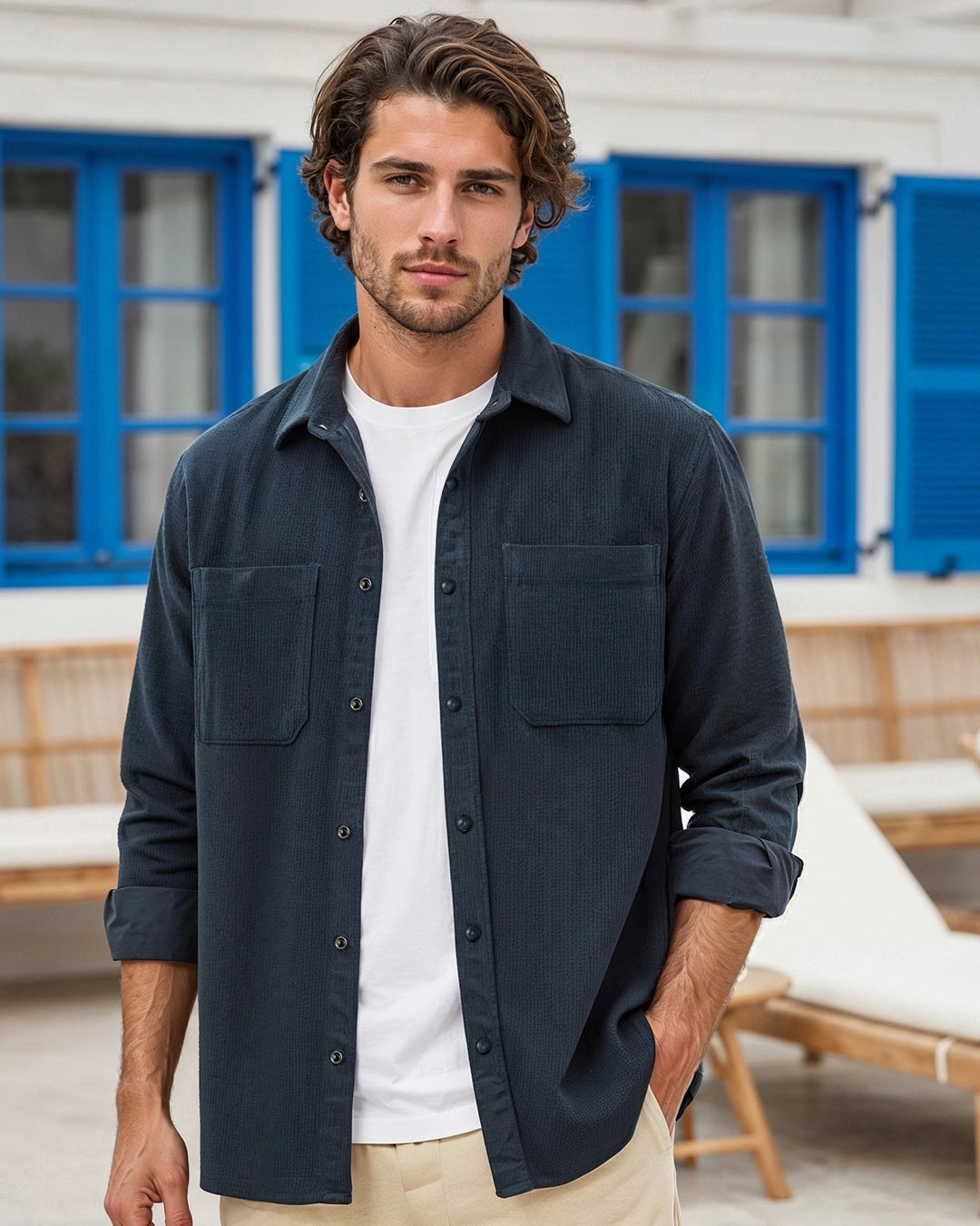 Men's Blue Corduroy Shirt