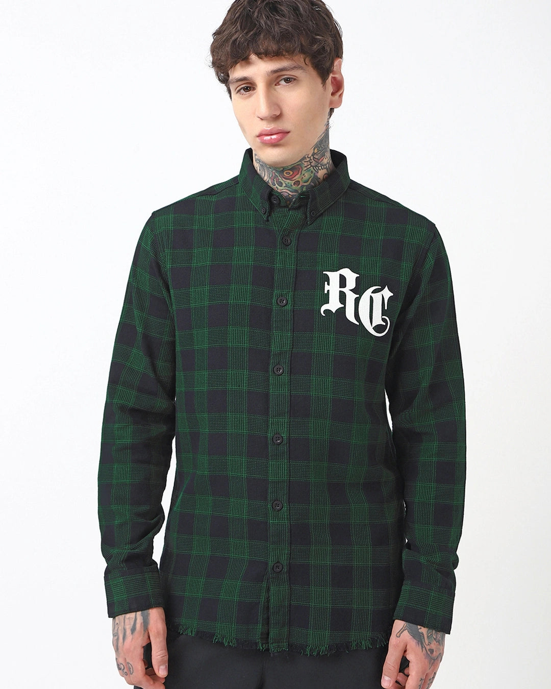 Men's Blue & Green Rebel Club Checked Shirt