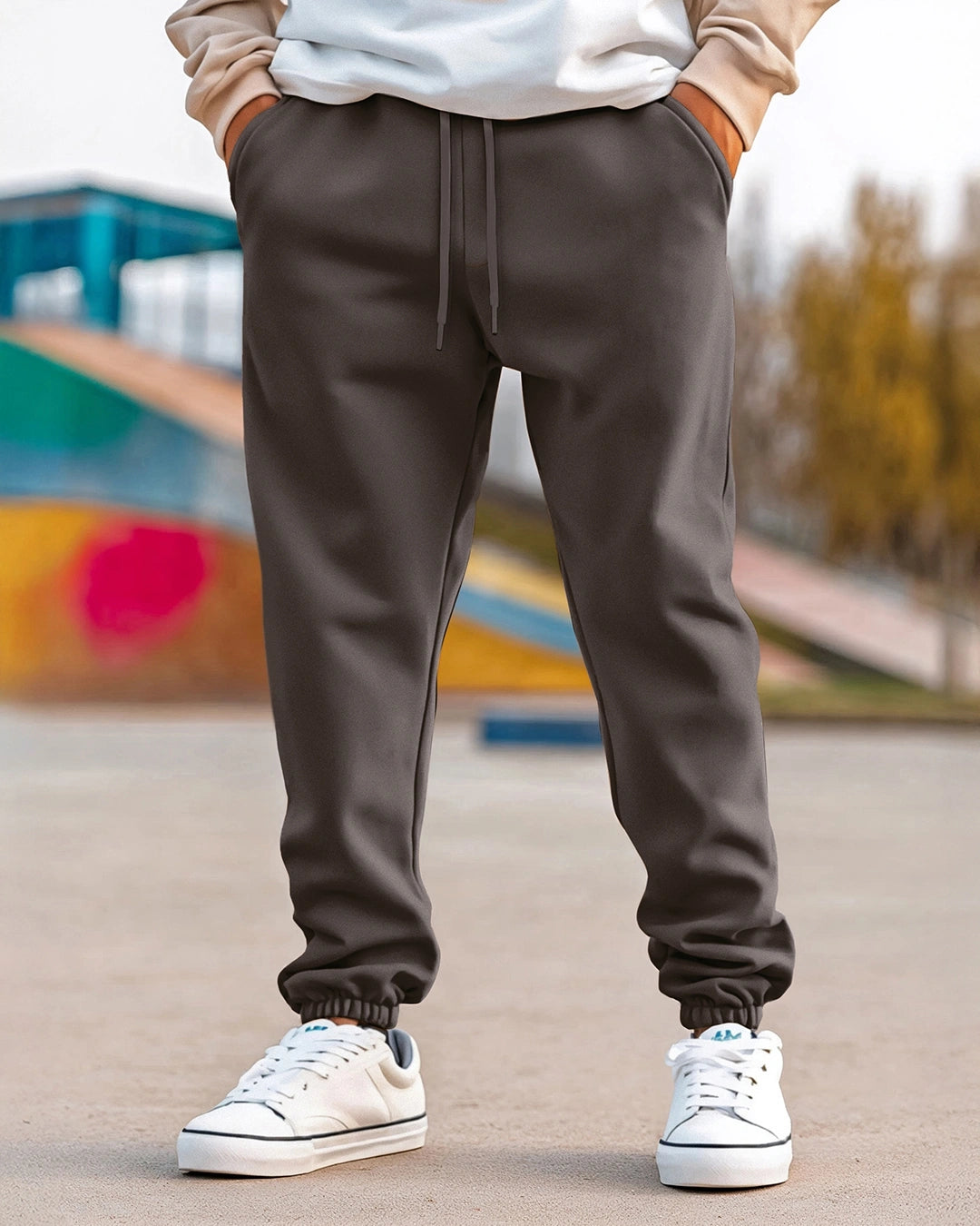 Men's Charcoal Grey Oversized Brushed Joggers