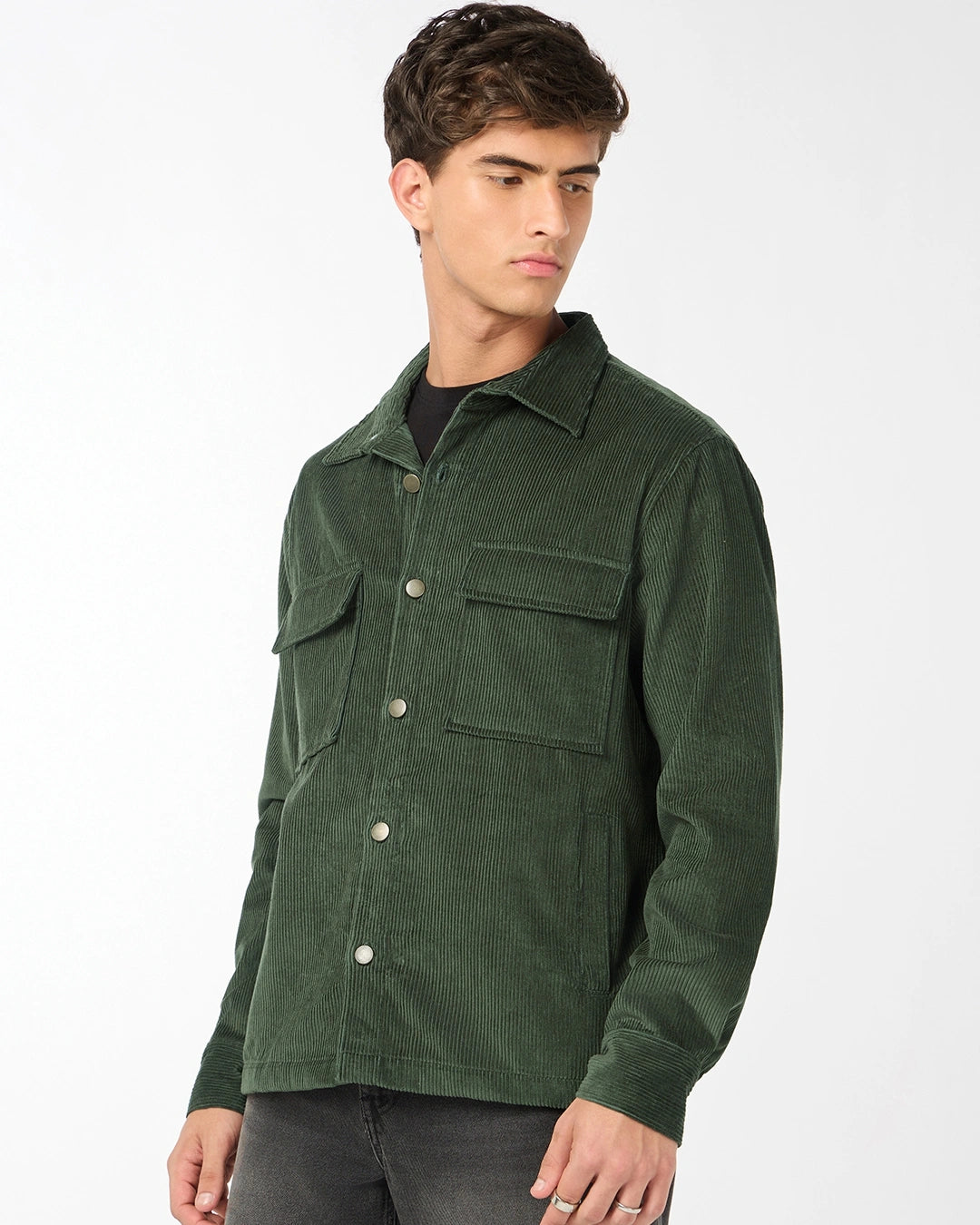 Men's Dark Olive Green Corduroy Jacket