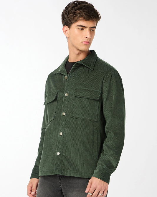 Men's Dark Olive Green Corduroy Jacket
