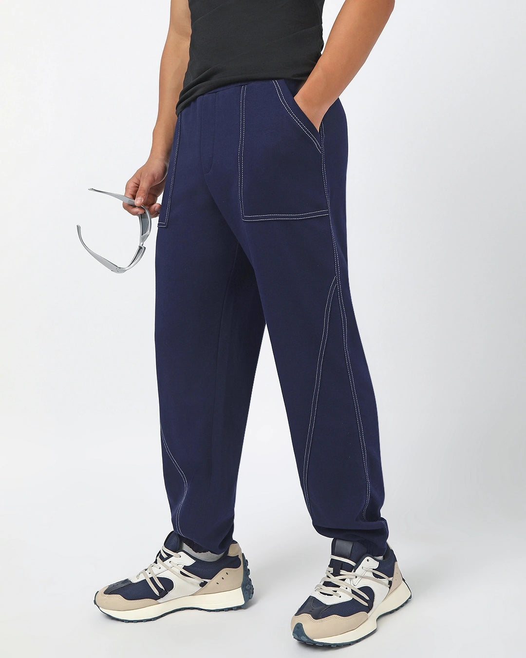 Men's Navy Blue Oversized Warm Joggers