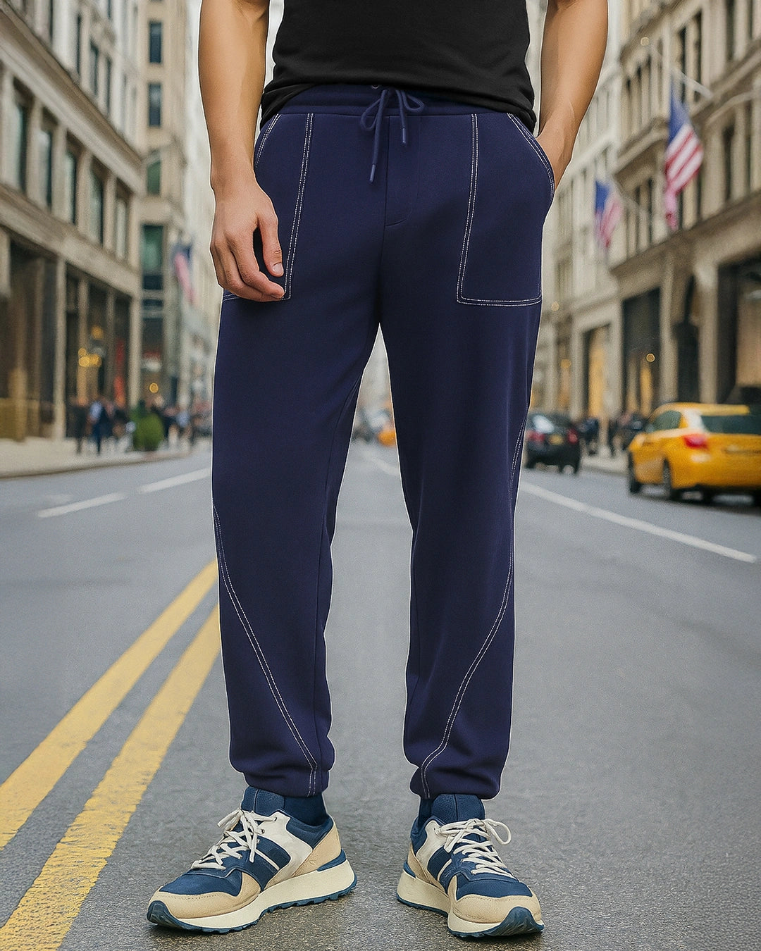 Men's Navy Blue Oversized Warm Joggers